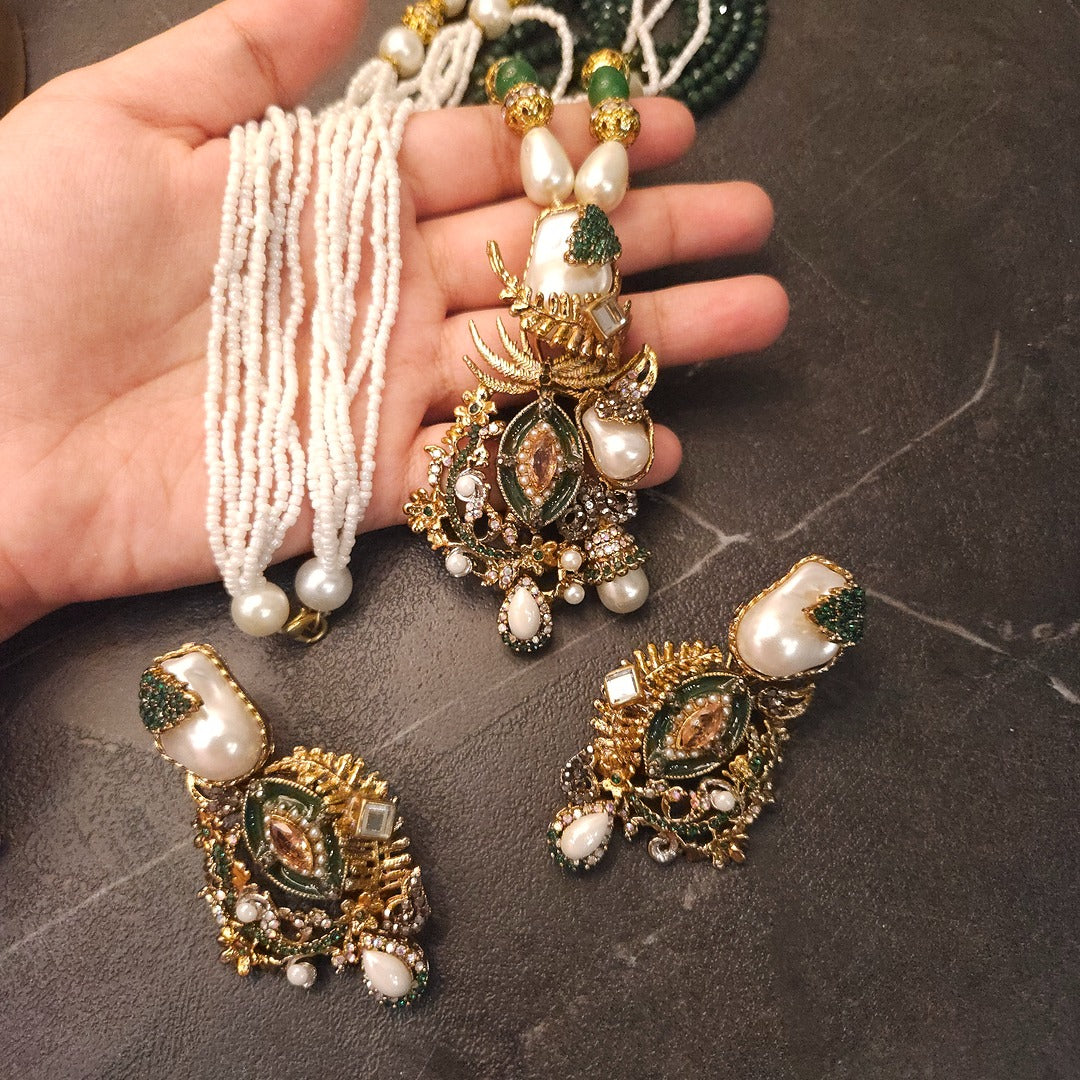 Pearl Emerald Turkish Mala