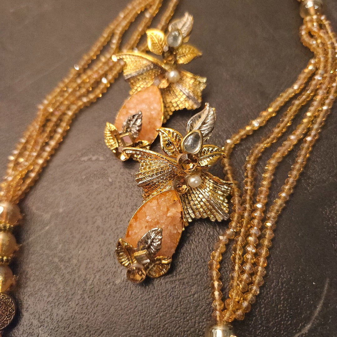 Champagne Peach Turkish Crush Stone Mala