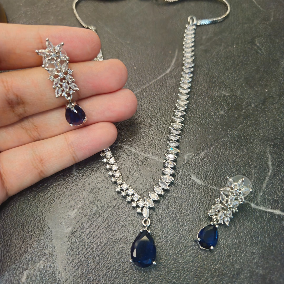 Royale Blue AD Necklace Set