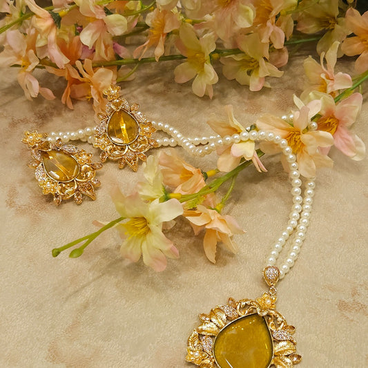 Golden Blossom Pearl Mala Set