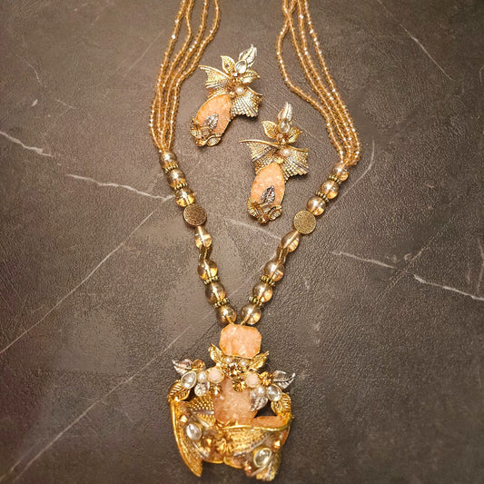 Champagne Peach Turkish Crush Stone Mala