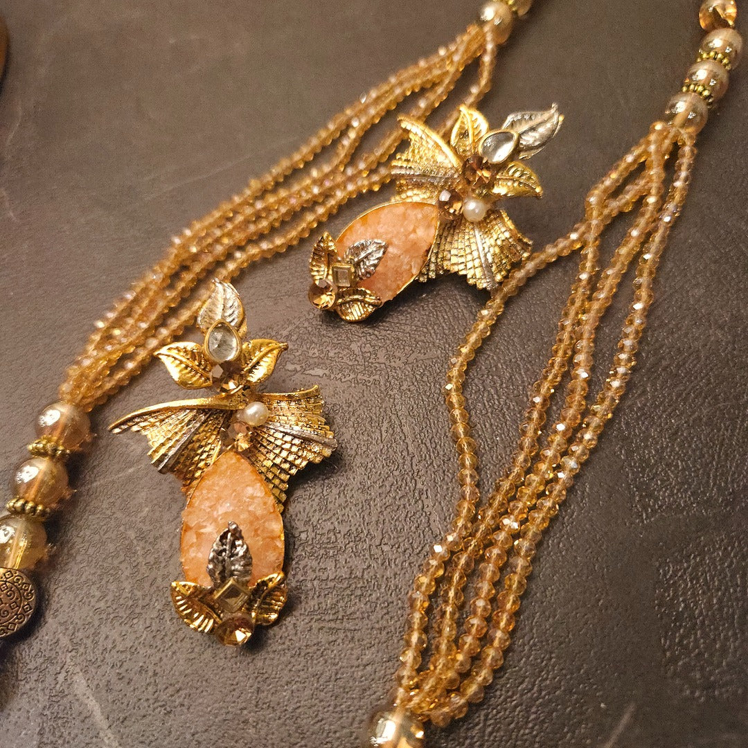 Champagne Peach Turkish Crush Stone Mala